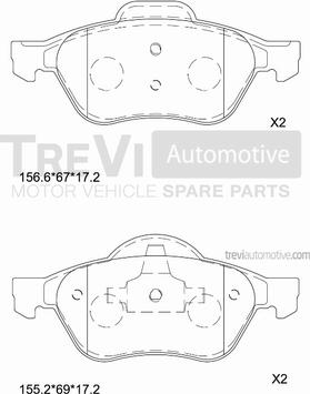 Trevi Automotive PF1289 - Bremžu uzliku kompl., Disku bremzes adetalas.lv