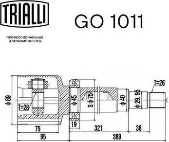 Trialli GO 1011 - Šarnīru komplekts, Piedziņas vārpsta adetalas.lv