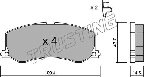 Trusting 432.0 - Bremžu uzliku kompl., Disku bremzes adetalas.lv