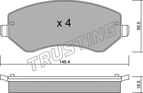 Trusting 540.0 - Bremžu uzliku kompl., Disku bremzes adetalas.lv