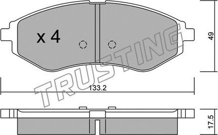 Trusting 524.0 - Bremžu uzliku kompl., Disku bremzes adetalas.lv