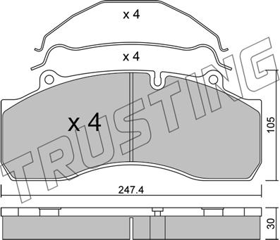 Trusting 610.0 - Bremžu uzliku kompl., Disku bremzes adetalas.lv