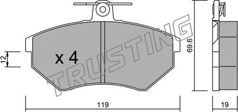 Trusting 052.2 - Bremžu uzliku kompl., Disku bremzes adetalas.lv