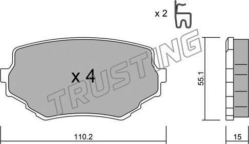 Trusting 258.0 - Bremžu uzliku kompl., Disku bremzes adetalas.lv