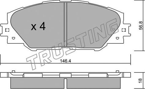 Trusting 764.0 - Bremžu uzliku kompl., Disku bremzes adetalas.lv