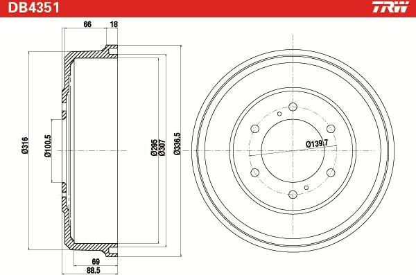 TRW DB4351 - Bremžu trumulis adetalas.lv