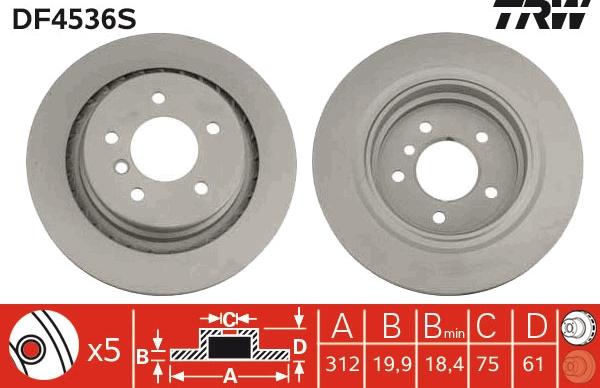 TRW DF4536S - Bremžu diski adetalas.lv