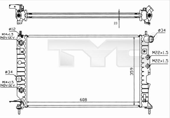 TYC 725-0004-R - Radiators, Motora dzesēšanas sistēma adetalas.lv