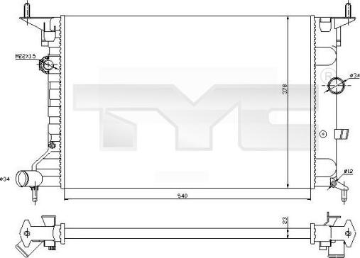 TYC 725-0026-R - Radiators, Motora dzesēšanas sistēma adetalas.lv