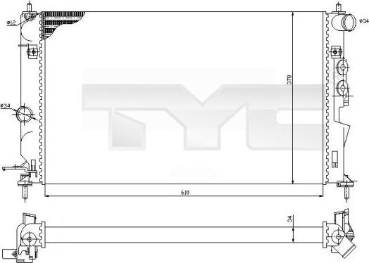 TYC 725-0027-R - Radiators, Motora dzesēšanas sistēma adetalas.lv