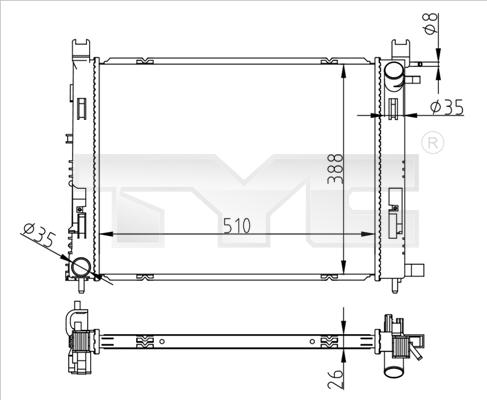 TYC 728-0062 - Radiators, Motora dzesēšanas sistēma adetalas.lv