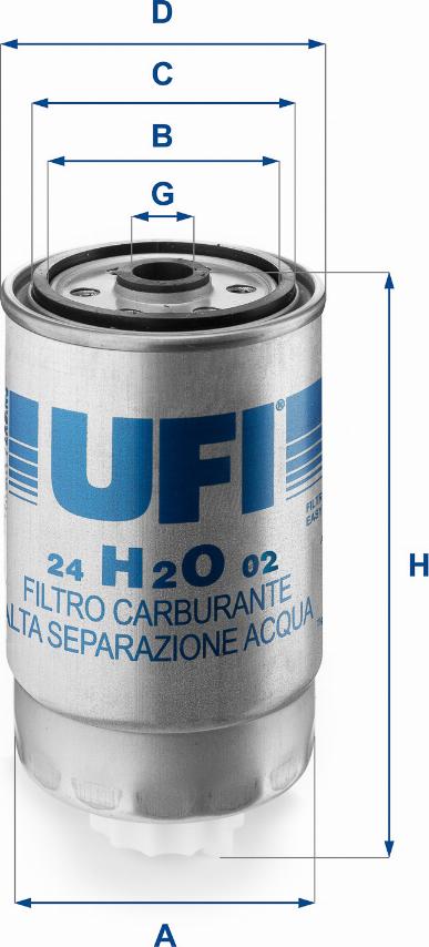 UFI 24.H2O.02 - Degvielas filtrs adetalas.lv