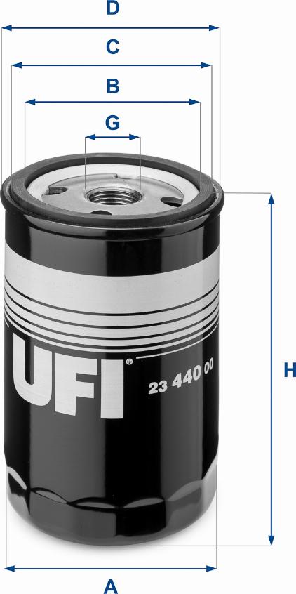 UFI 23.440.00 - Eļļas filtrs adetalas.lv