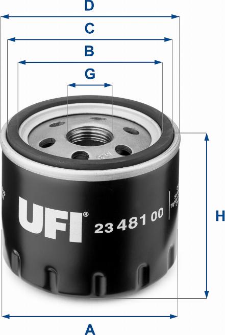 UFI 23.481.00 - Eļļas filtrs adetalas.lv