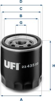 UFI 23.435.00 - Eļļas filtrs adetalas.lv