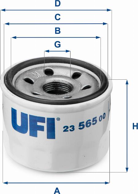 UFI 23.565.00 - Eļļas filtrs adetalas.lv