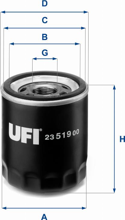 UFI 23.519.00 - Eļļas filtrs adetalas.lv