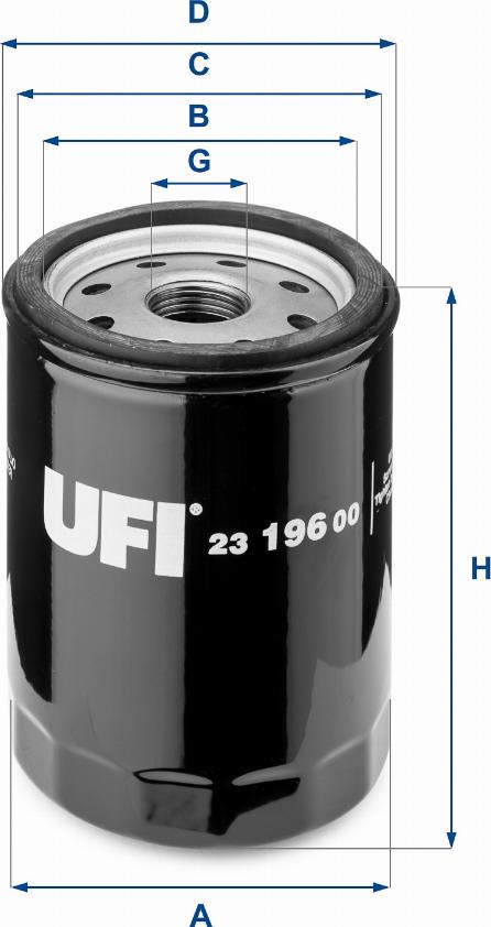 UFI 23.196.00 - Eļļas filtrs adetalas.lv