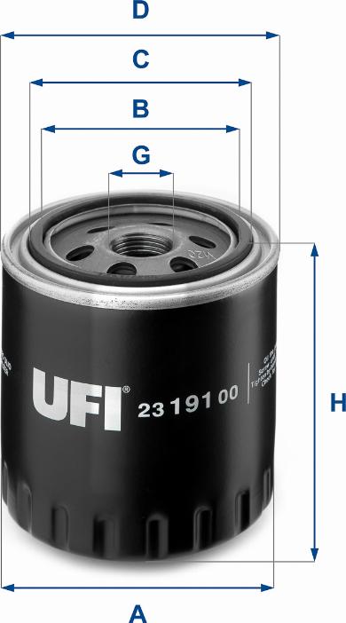 UFI 23.191.00 - Eļļas filtrs adetalas.lv