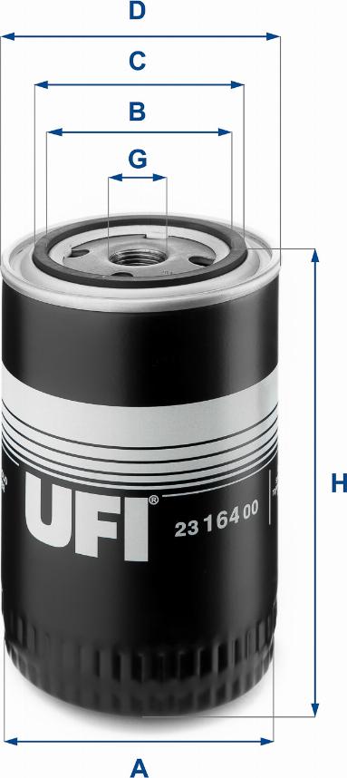 UFI 23.164.00 - Eļļas filtrs adetalas.lv