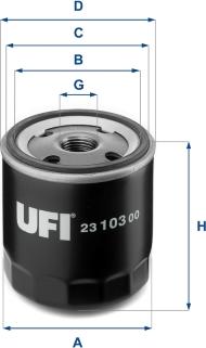 UFI 23.103.00 - Eļļas filtrs adetalas.lv