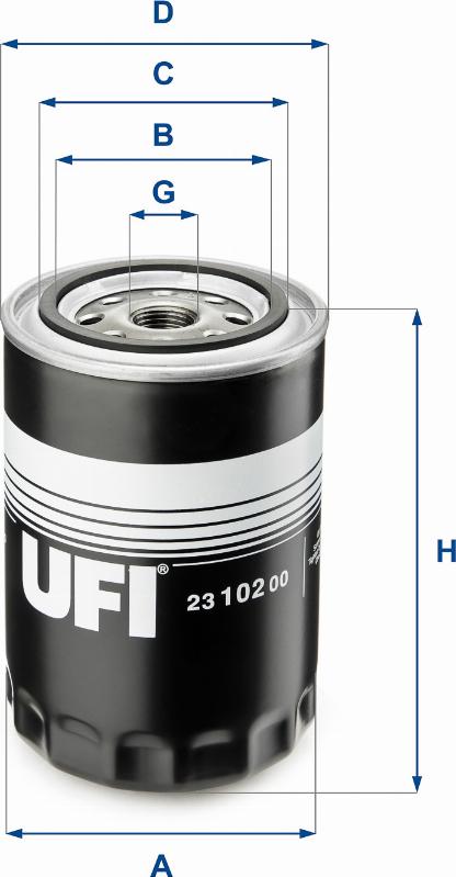 UFI 23.102.00 - Eļļas filtrs adetalas.lv