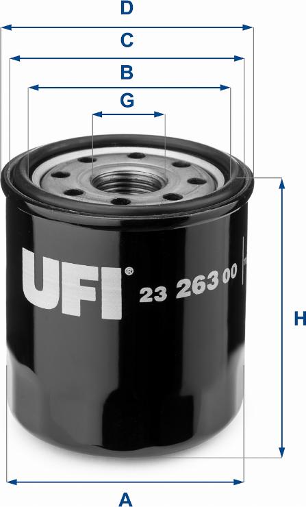 UFI 23.263.00 - Eļļas filtrs adetalas.lv