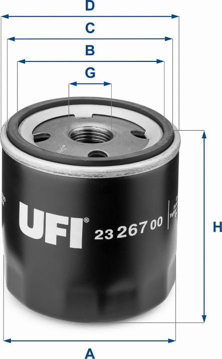 UFI 23.267.00 - Eļļas filtrs adetalas.lv