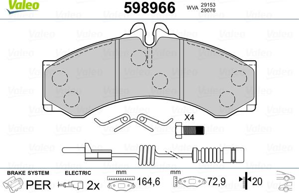 Valeo 598966 - Bremžu uzliku kompl., Disku bremzes adetalas.lv