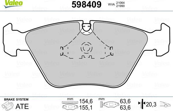 Valeo 598409 - Bremžu uzliku kompl., Disku bremzes adetalas.lv