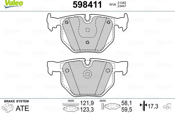 Valeo 598411 - Bremžu uzliku kompl., Disku bremzes adetalas.lv