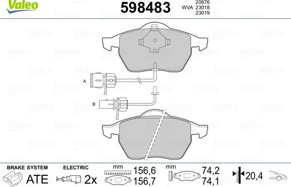 Valeo 598483 - Bremžu uzliku kompl., Disku bremzes adetalas.lv