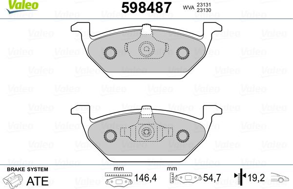 Valeo 598487 - Bremžu uzliku kompl., Disku bremzes adetalas.lv