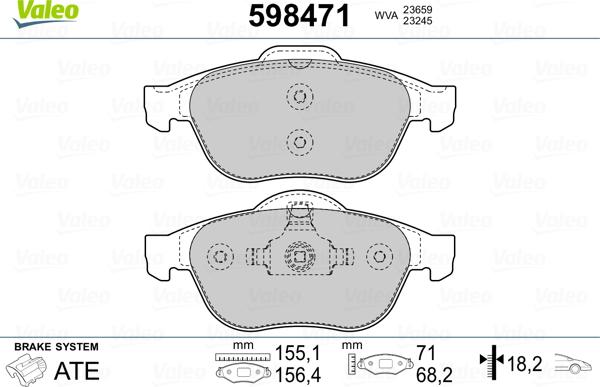 Valeo 598471 - Bremžu uzliku kompl., Disku bremzes adetalas.lv