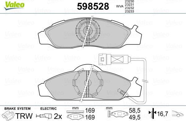 Valeo 598528 - Bremžu uzliku kompl., Disku bremzes adetalas.lv