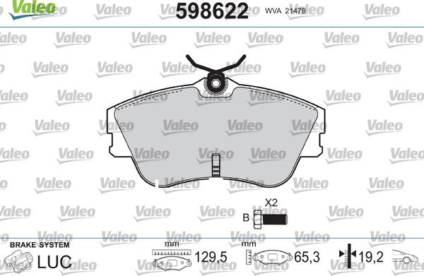 Valeo 598622 - Bremžu uzliku kompl., Disku bremzes adetalas.lv