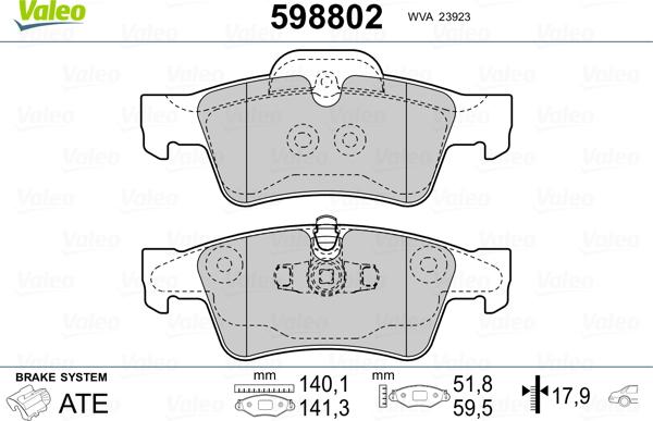 Valeo 598802 - Bremžu uzliku kompl., Disku bremzes adetalas.lv