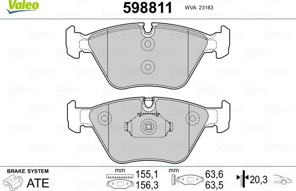 Valeo 598811 - Bremžu uzliku kompl., Disku bremzes adetalas.lv