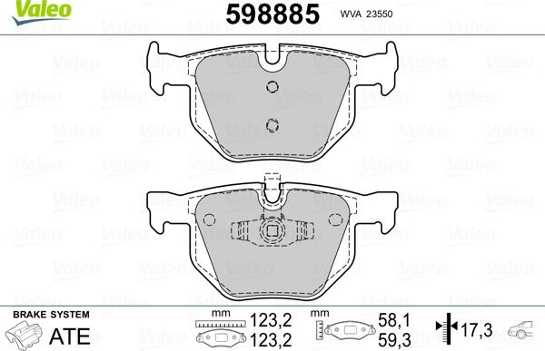 Valeo 598885 - Bremžu uzliku kompl., Disku bremzes adetalas.lv