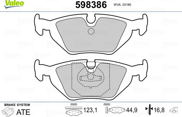 Valeo 598386 - Bremžu uzliku kompl., Disku bremzes adetalas.lv