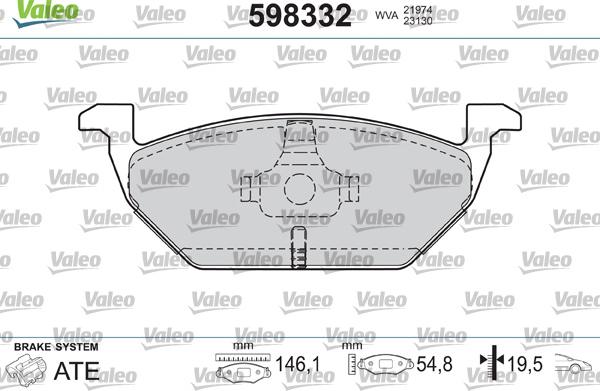 Valeo 598332 - Bremžu uzliku kompl., Disku bremzes adetalas.lv