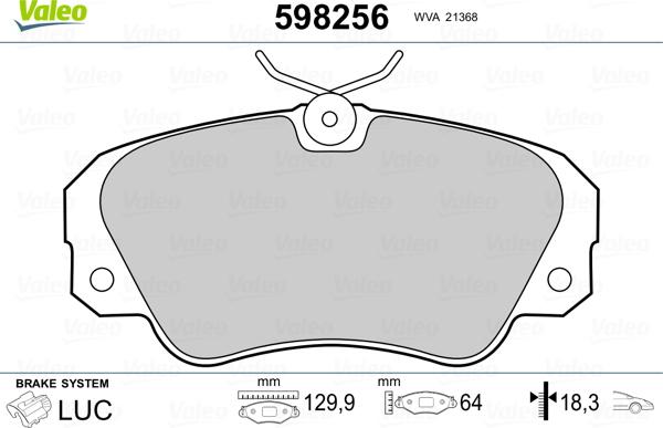 Valeo 598256 - Bremžu uzliku kompl., Disku bremzes adetalas.lv