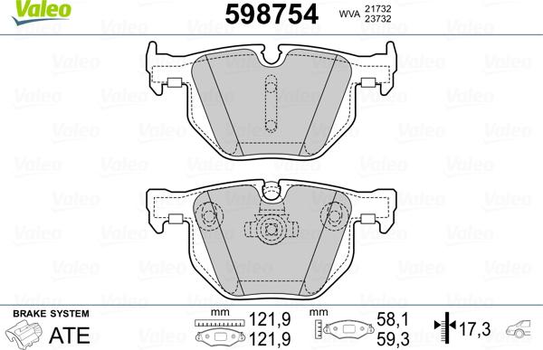 Valeo 598754 - Bremžu uzliku kompl., Disku bremzes adetalas.lv