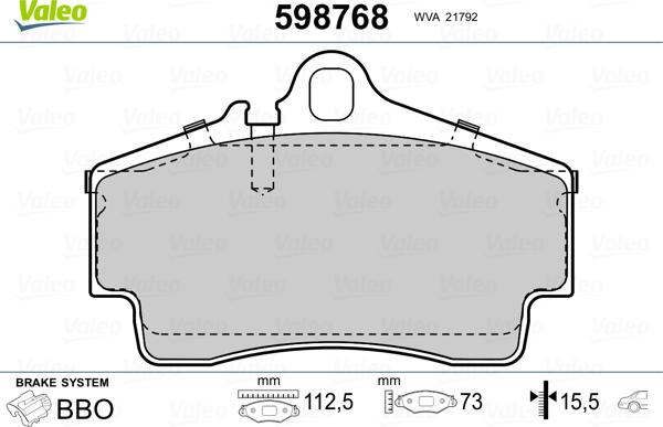 Valeo 598768 - Bremžu uzliku kompl., Disku bremzes adetalas.lv