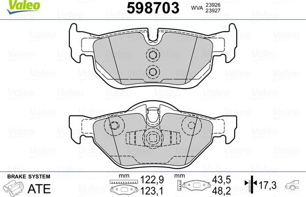 Valeo 598703 - Bremžu uzliku kompl., Disku bremzes adetalas.lv