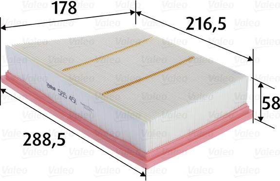 Valeo 585451 - Gaisa filtrs adetalas.lv