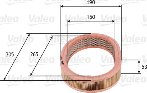 Valeo 585627 - Gaisa filtrs adetalas.lv