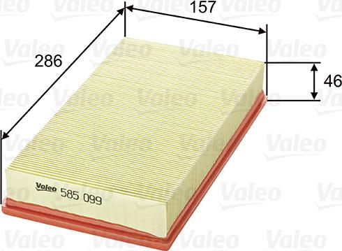 Valeo 585099 - Gaisa filtrs adetalas.lv