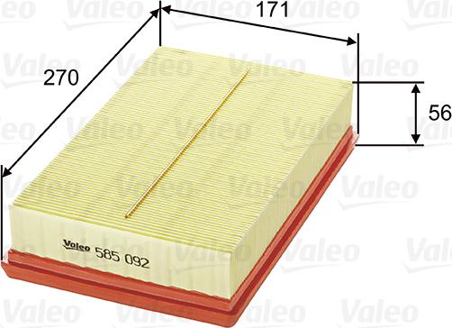 Valeo 585092 - Gaisa filtrs adetalas.lv