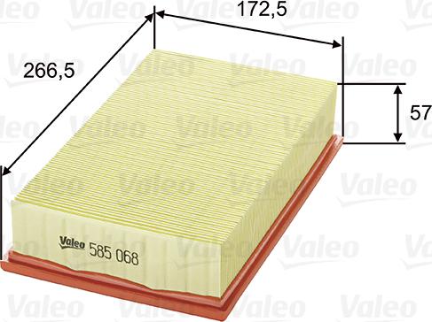 Valeo 585068 - Gaisa filtrs adetalas.lv